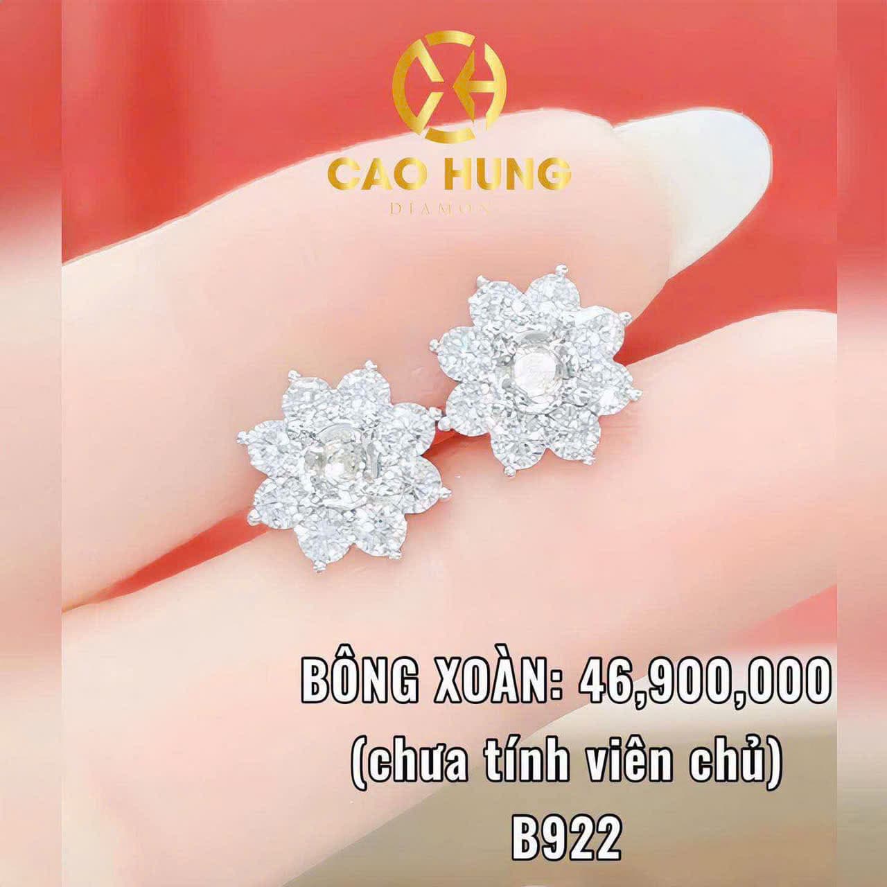Bông tai hoa tia tấm 3ly đính chủ 5ly4